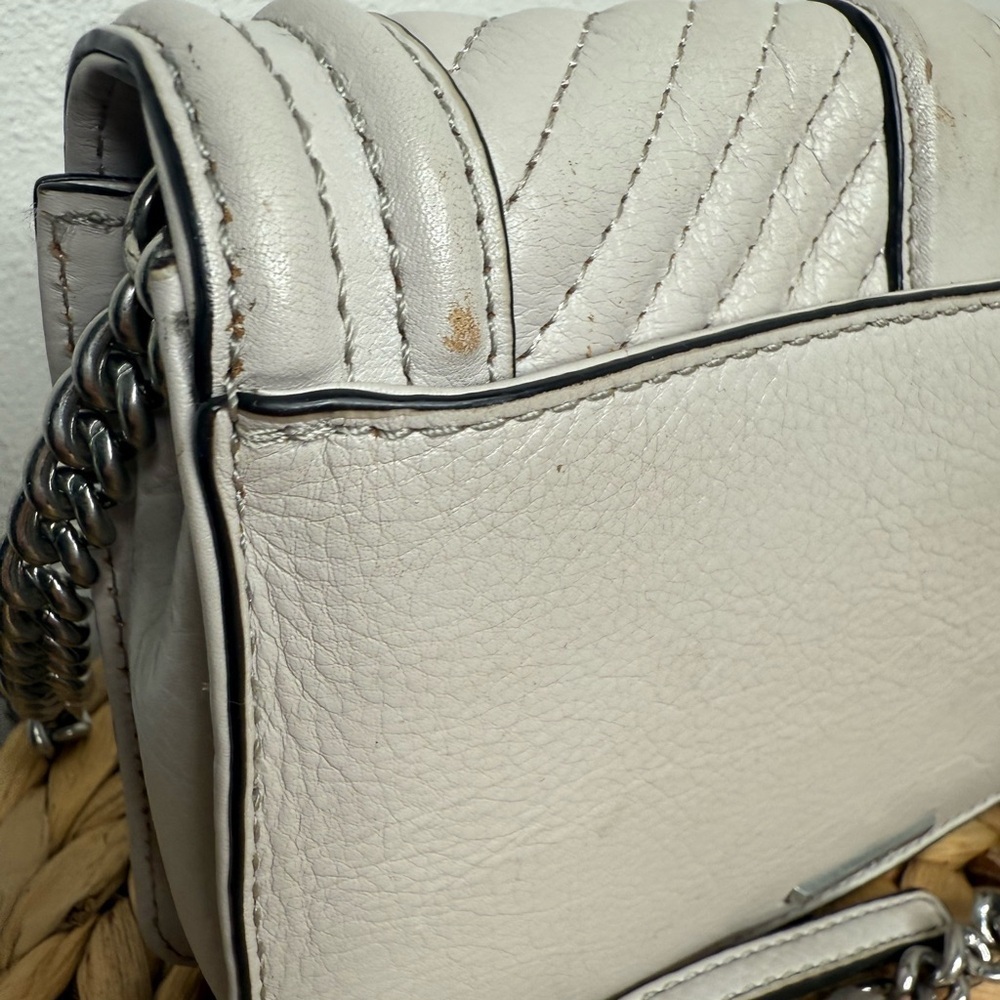 Rebecca Minkoff Purse Chevron Quilted Small Love Crossbody in Perla Pale Grey - Picture 7 of 14